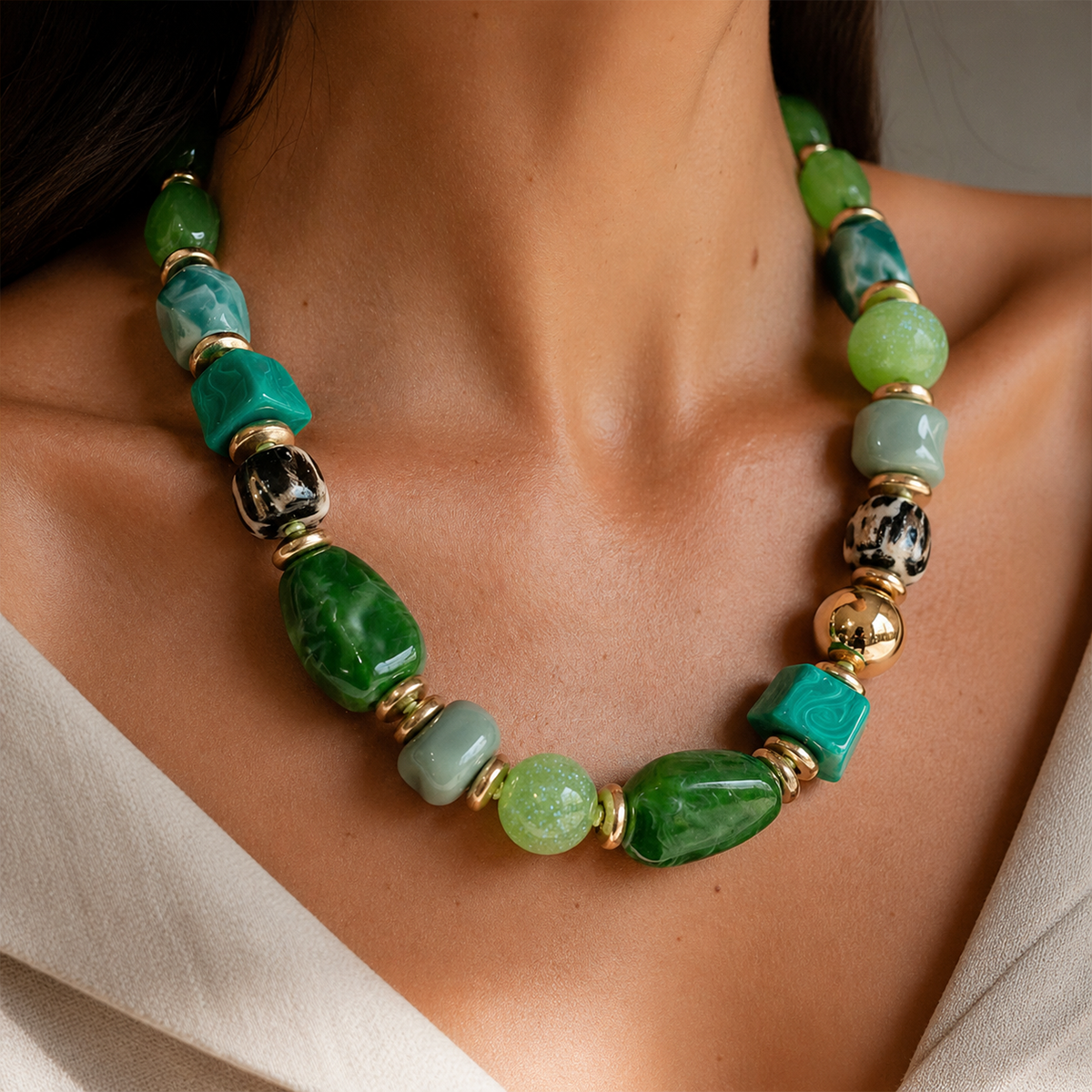 Collar largo fantasía colores