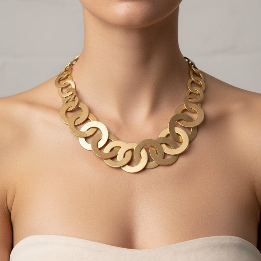 Collar aros XL mate - collar en aleación metálica con baño de oro de Amazing Joyas