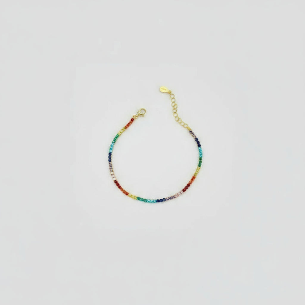 Pulsera Rainbow fina con circos de colores.
