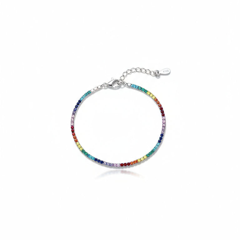 Pulsera Rainbow fina con circos de colores.