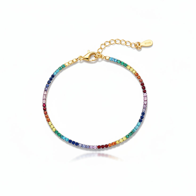 Pulsera Rainbow fina con circos de colores.