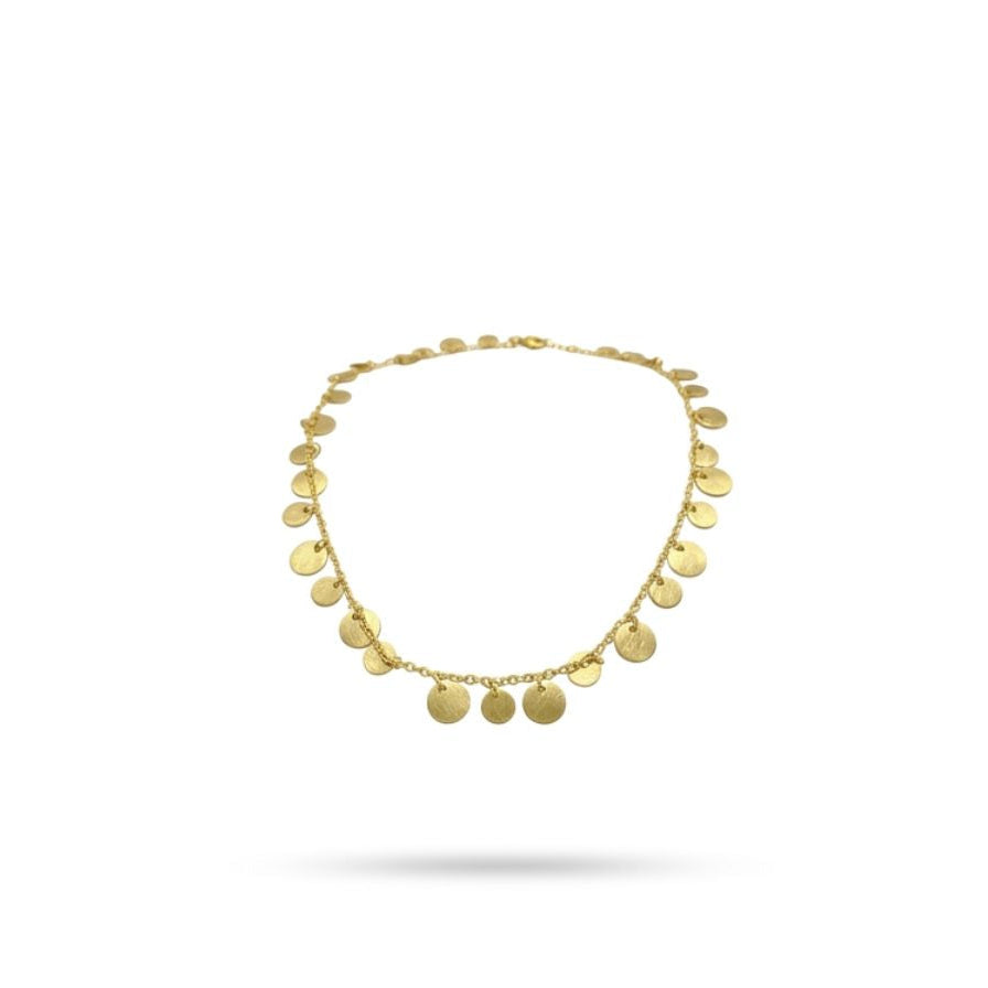 Collar chapitas redondas mate - collar en latón con baño de oro de Amazing Joyas