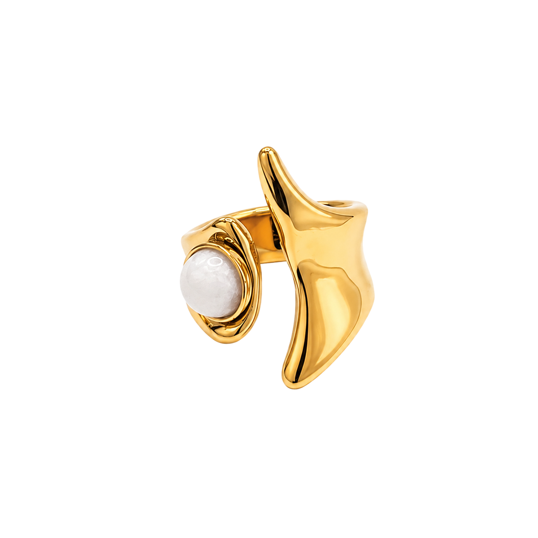 Anillo acero abierto piedra