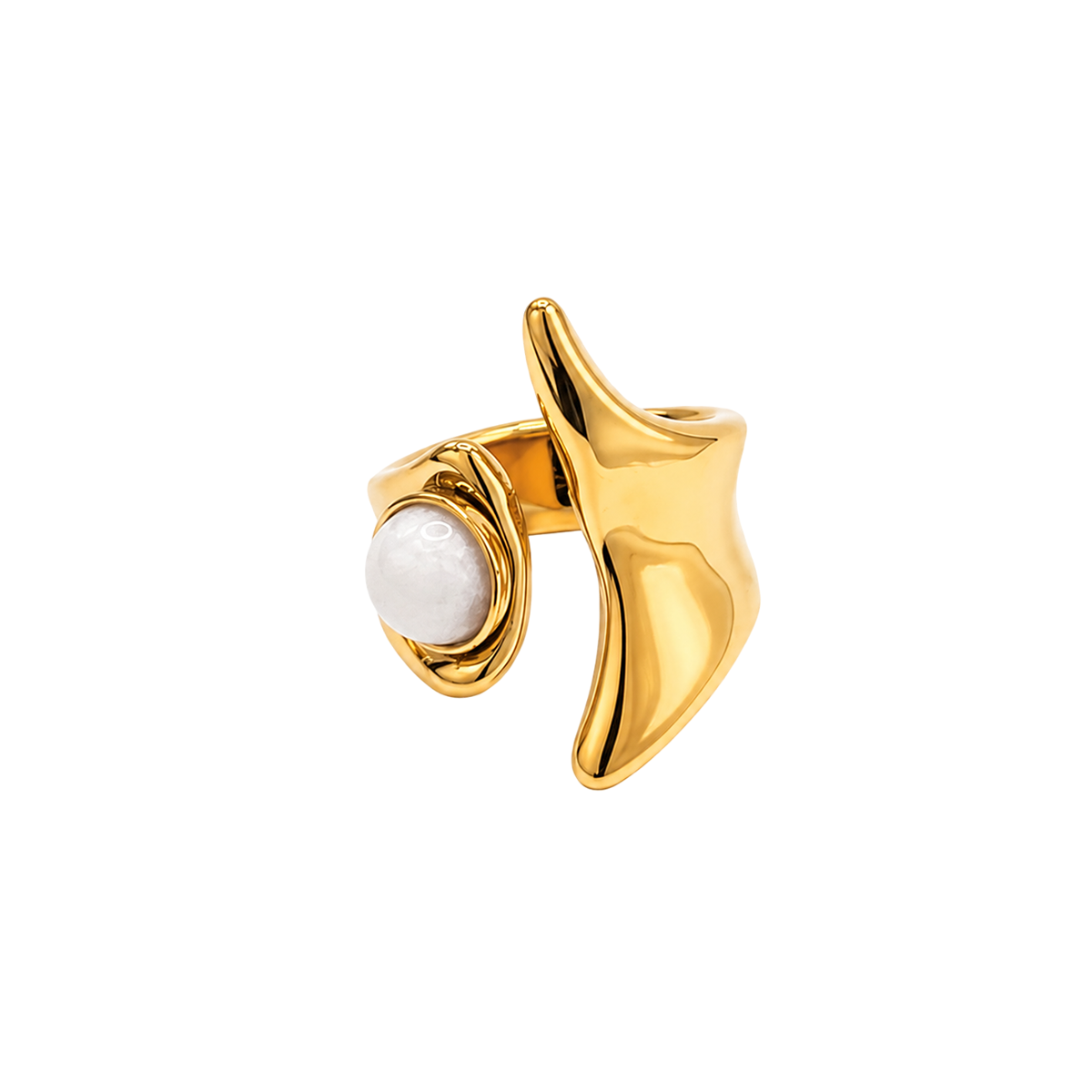 Anillo acero abierto piedra