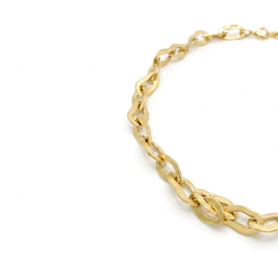 Collar shine eslabones alargados acero - collar en acero con baño de oro de Amazing Joyas