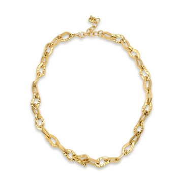 Collar shine eslabones alargados acero - collar en acero con baño de oro de Amazing Joyas