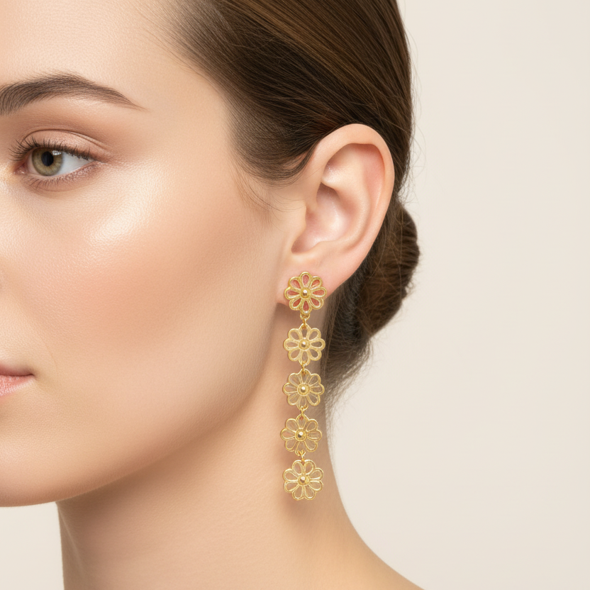 Pendientes largos flores