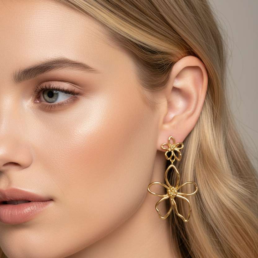 Pendientes doble flor
