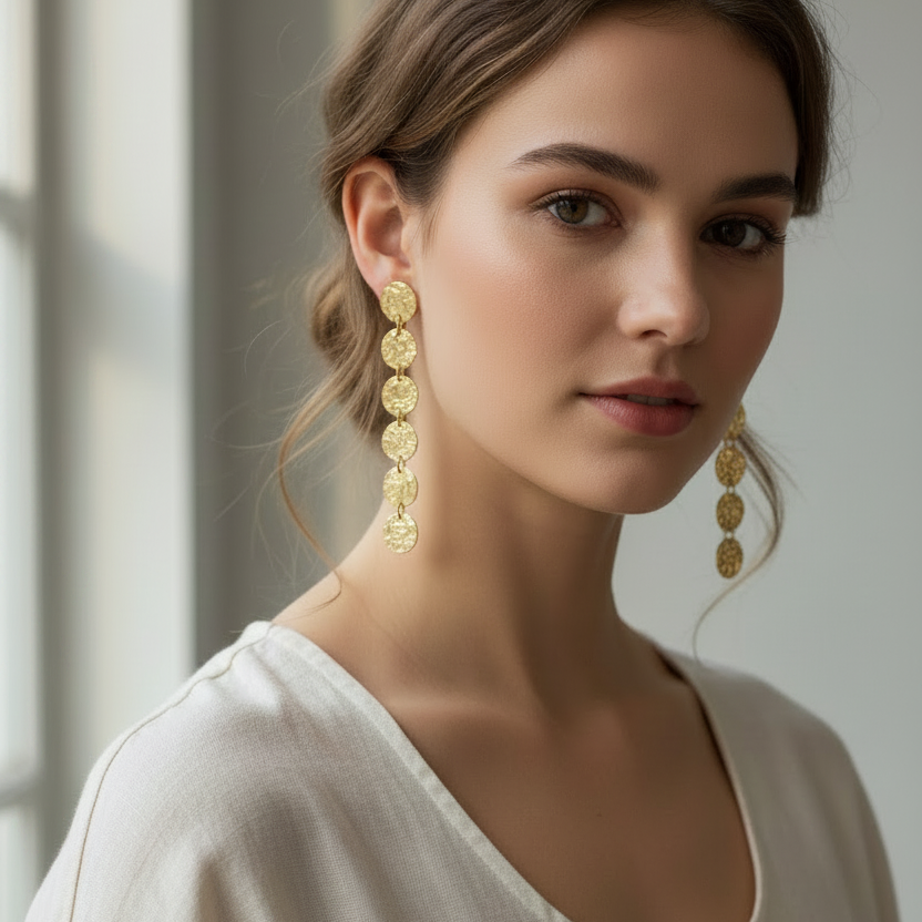 Pendientes chapitas martelé