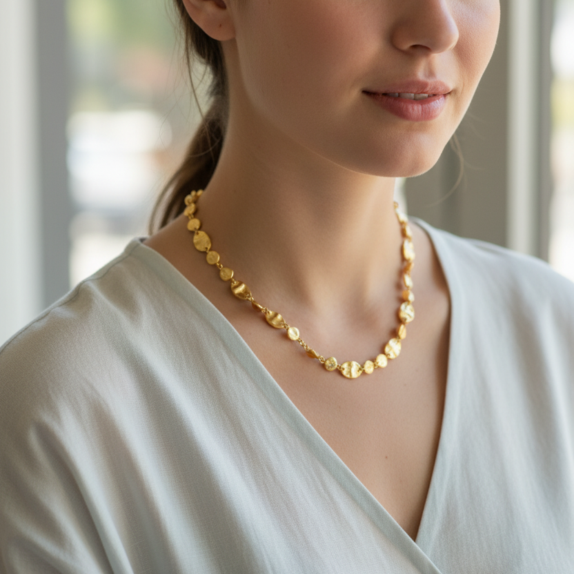 Collar shine chapitas acero - collar en acero con baño de oro de Amazing Joyas