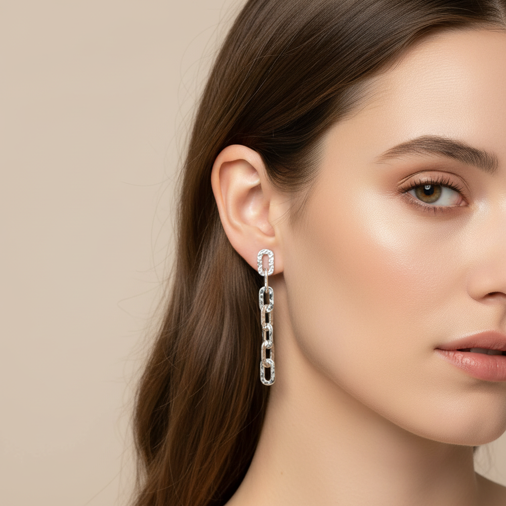 Pendientes eslabones martelé