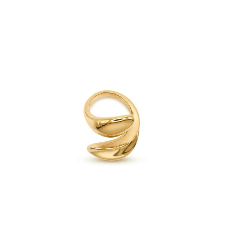 Anillo doble abierto - anillo en acero con baño de oro de Amazing Joyas