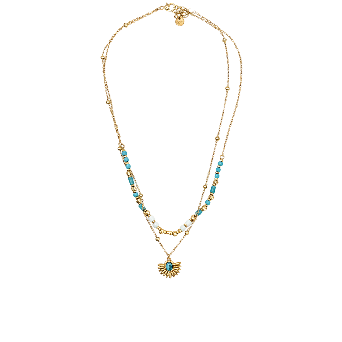 Collar acero doble cadena con piedras