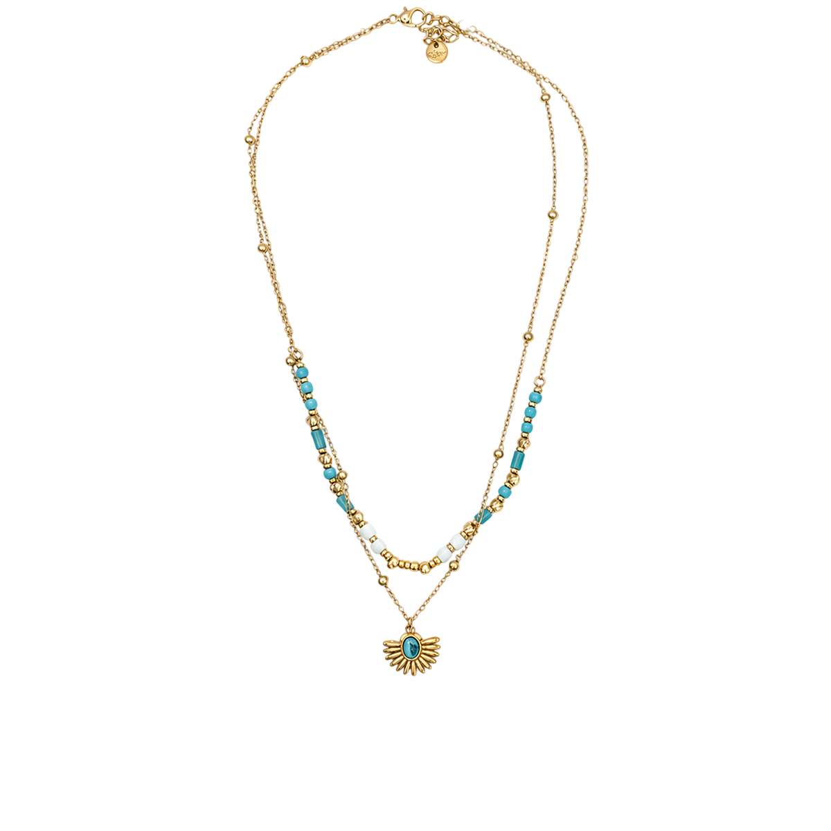 Collar acero doble cadena con piedras