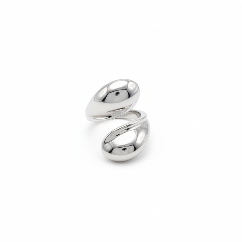 Anillo doble abierto - anillo en acero con baño de oro de Amazing Joyas