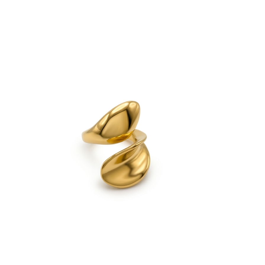 Anillo doble abierto - anillo en acero con baño de oro de Amazing Joyas