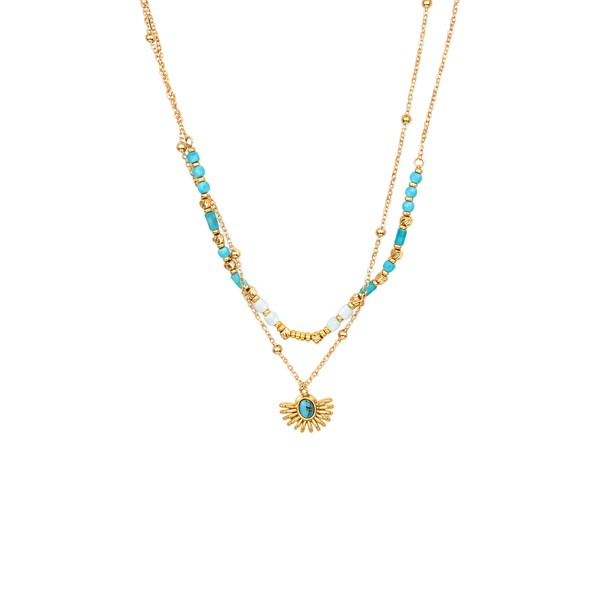 Collar acero doble cadena con piedras