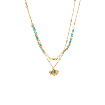 Collar acero doble cadena con piedras