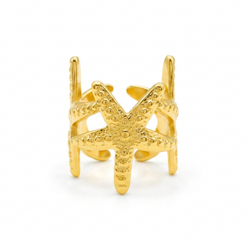 Anillo estrellas mar - anillo en acero con baño de oro de Amazing Joyas
