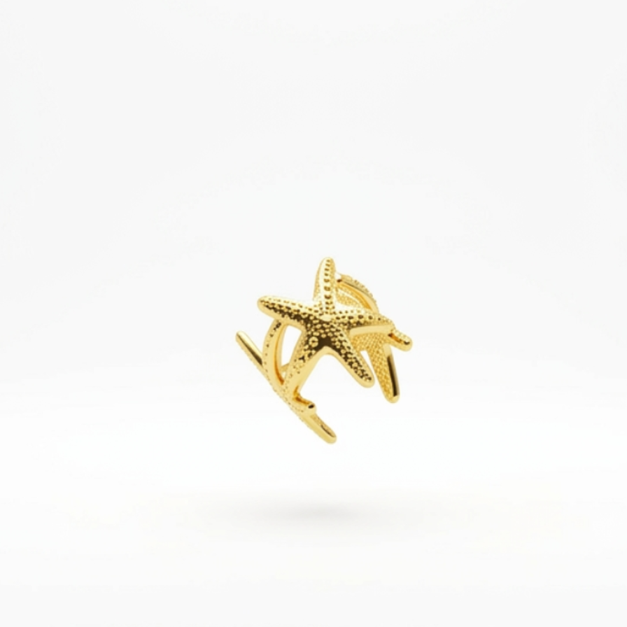Anillo estrellas mar - anillo en acero con baño de oro de Amazing Joyas