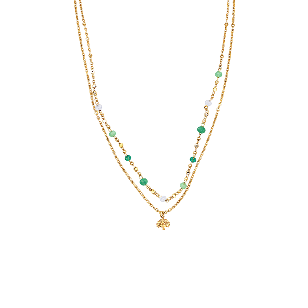 Collar acero doble cadena con árbol