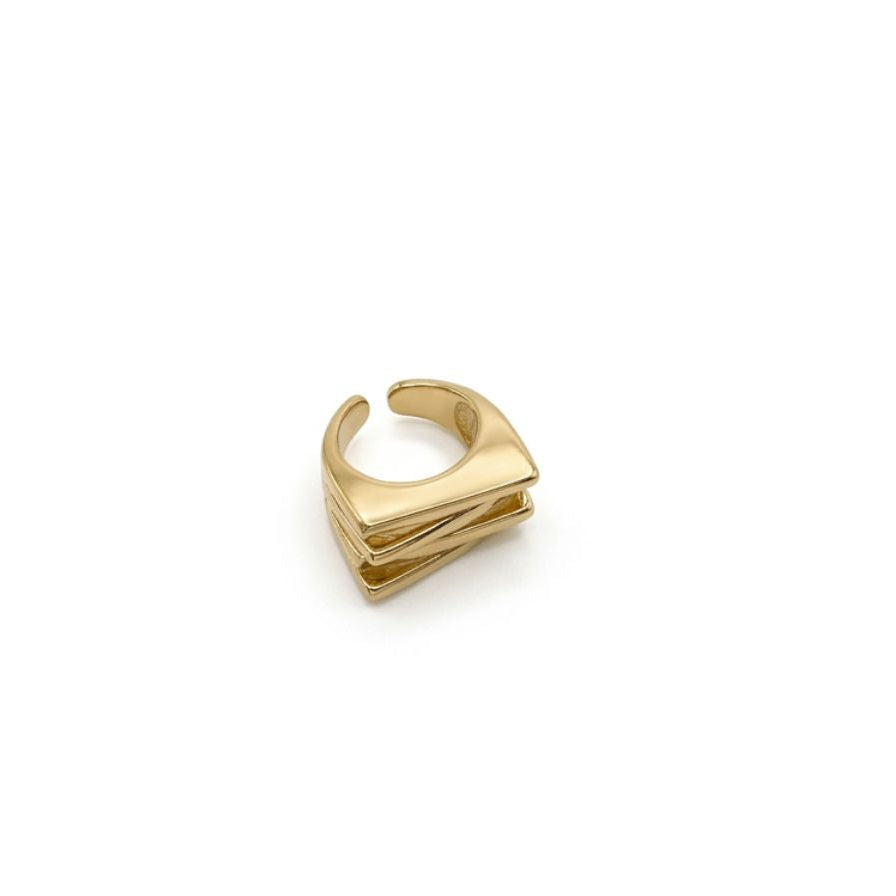 Anillo acero XL - anillo en acero con baño de oro de Amazing Joyas