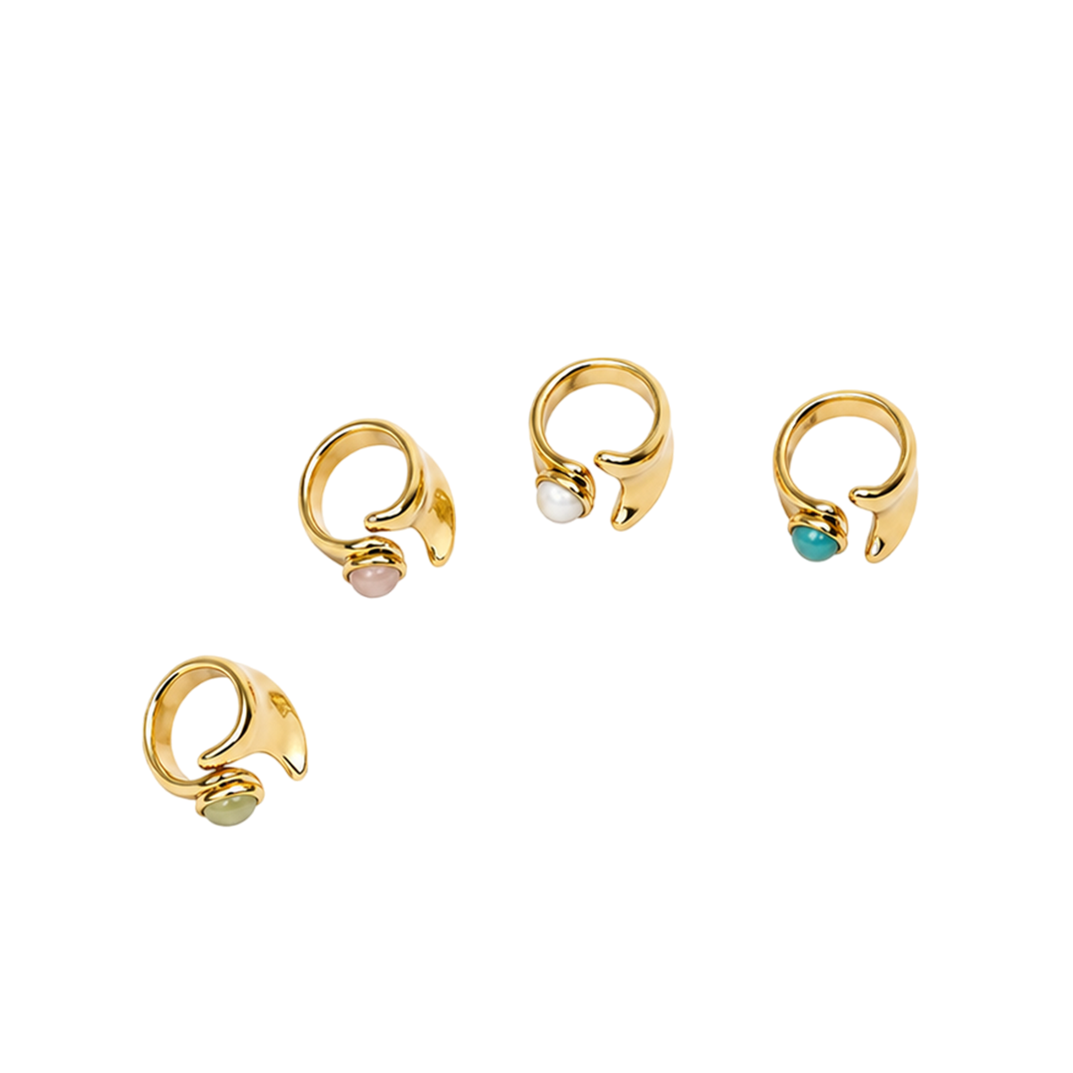 Anillo acero abierto piedra