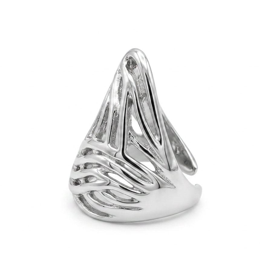 Anillo ancho entrelazado - anillo en acero con baño de oro de Amazing Joyas