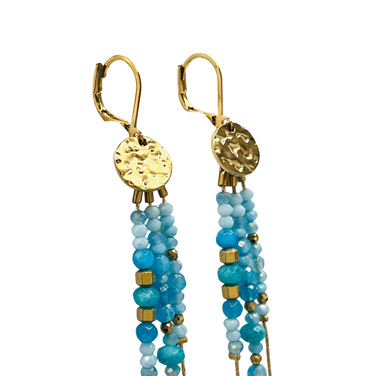 Pendientes largos acero piedras