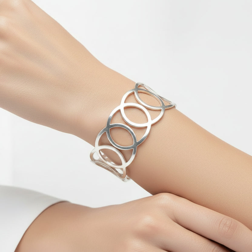 Brazalete aros ancho - brazalete en latón con baño de oro de Amazing Joyas