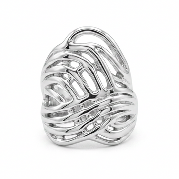 Anillo ancho entrelazado - anillo en acero con baño de oro de Amazing Joyas
