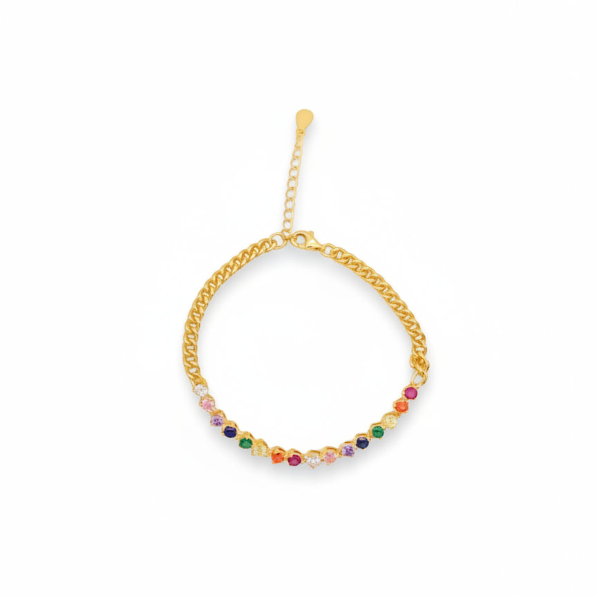 Pulsera Rainbow plata con circos.
