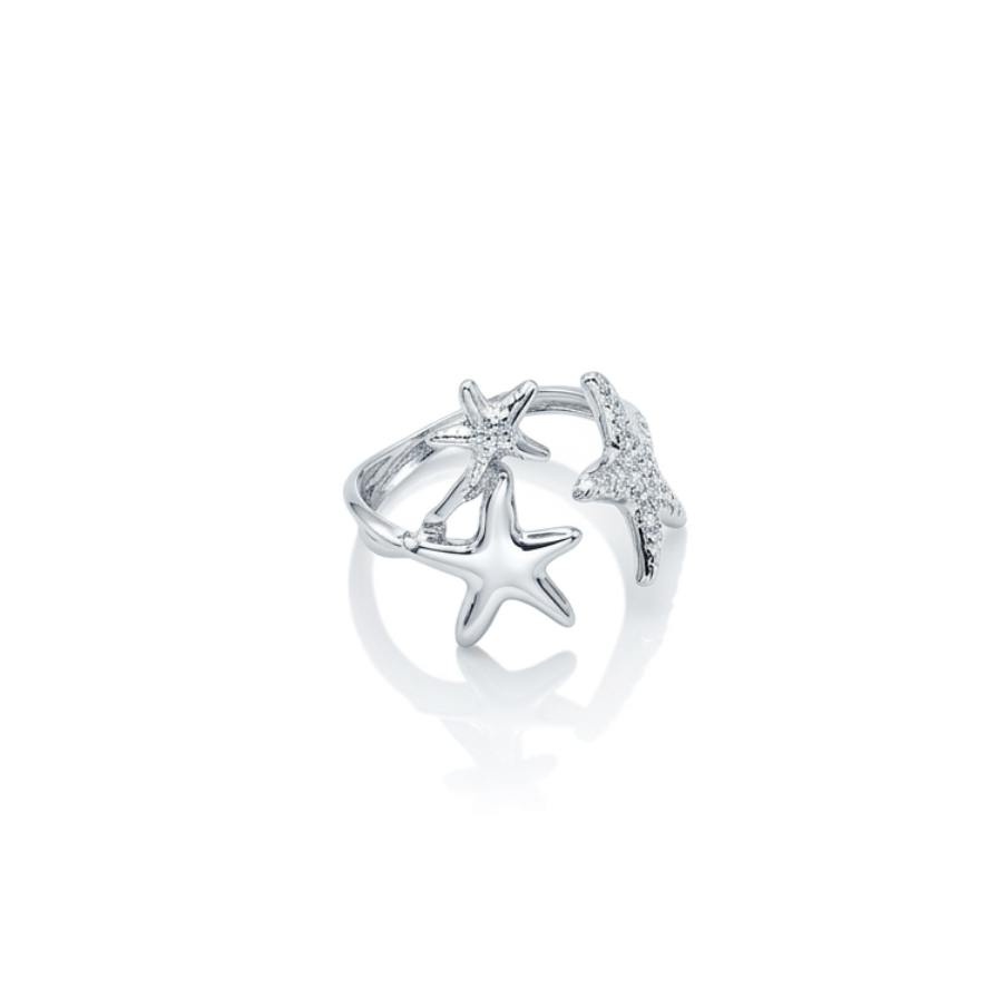 Anillo marino estrella - anillo en acero con baño de oro de Amazing Joyas