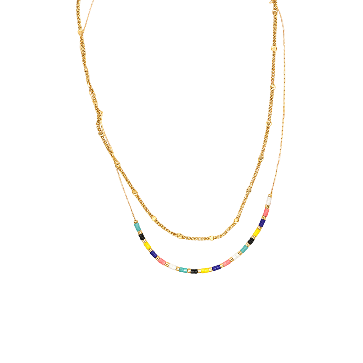 Collar acero doble cadena multicolor