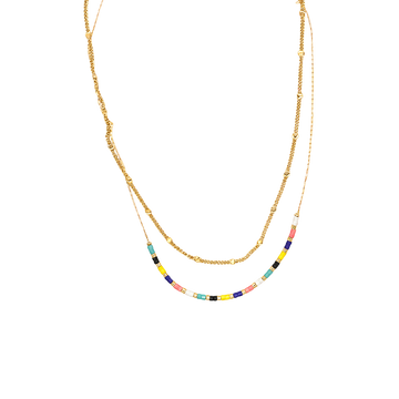Collar acero doble cadena multicolor
