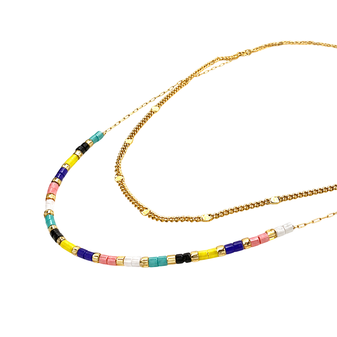 Collar acero doble cadena multicolor