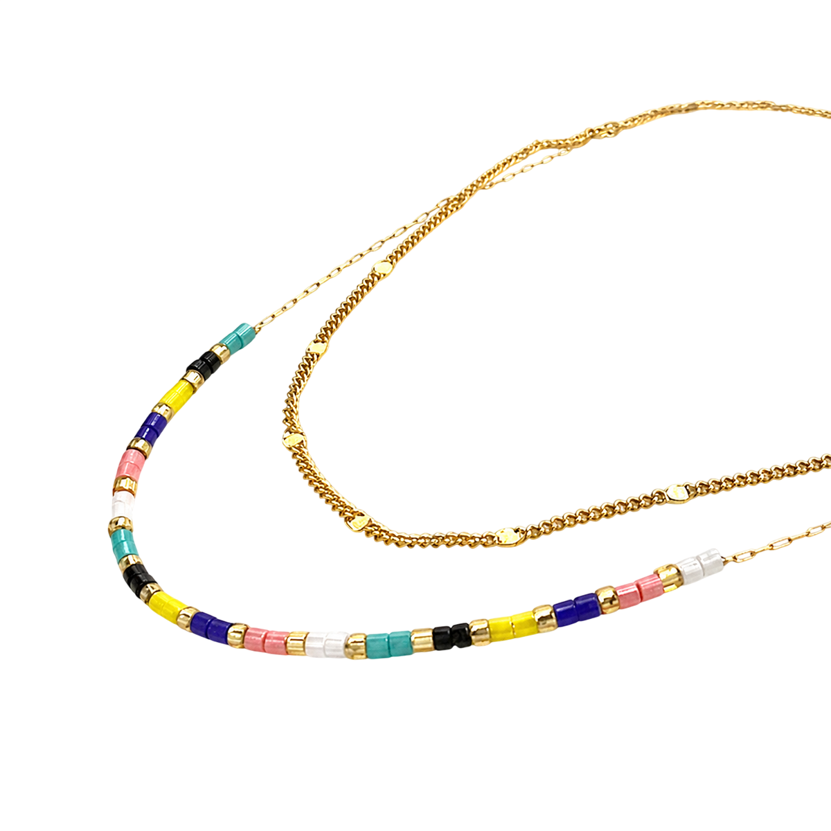 Collar acero doble cadena multicolor