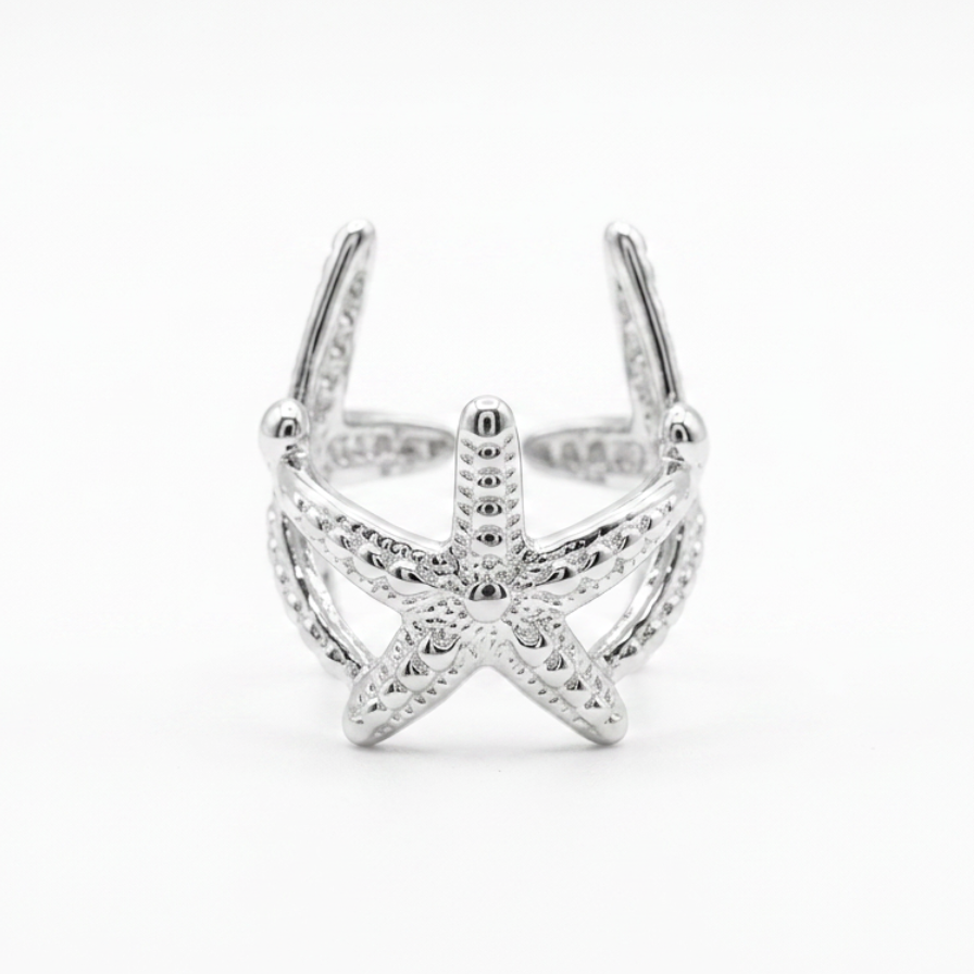 Anillo estrellas mar - anillo en acero con baño de oro de Amazing Joyas