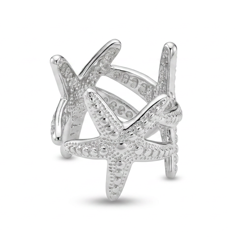 Anillo estrellas mar - anillo en acero con baño de oro de Amazing Joyas
