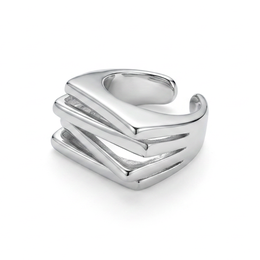Anillo acero XL - anillo en acero con baño de oro de Amazing Joyas