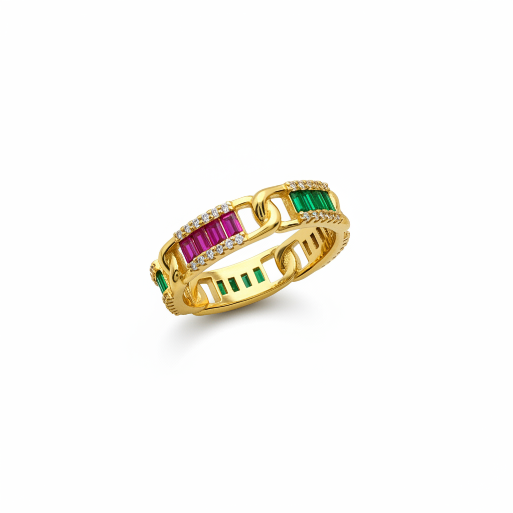 Anillo goldie con circos de color