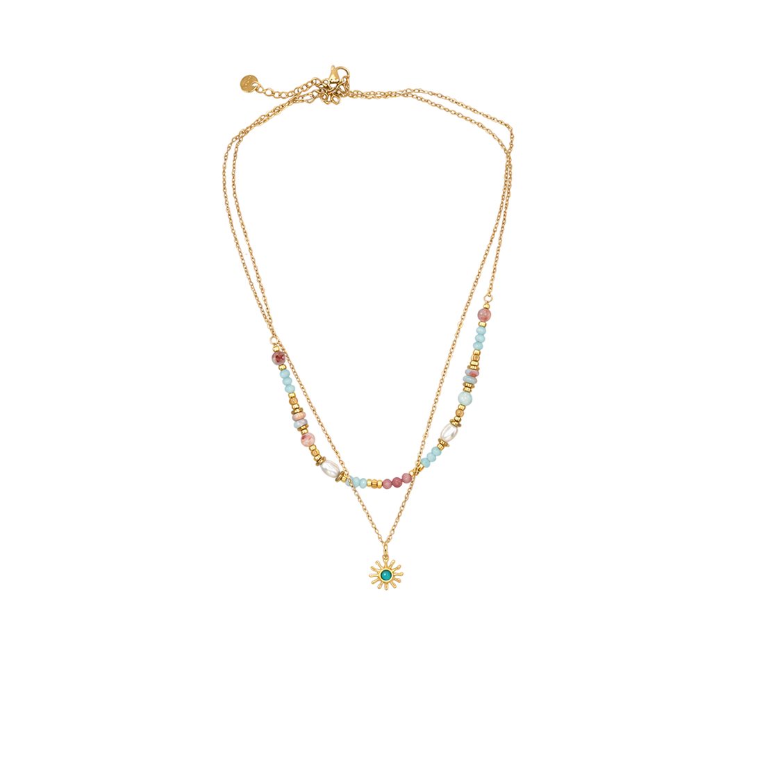 Collar sol acero doble cadena multicolor