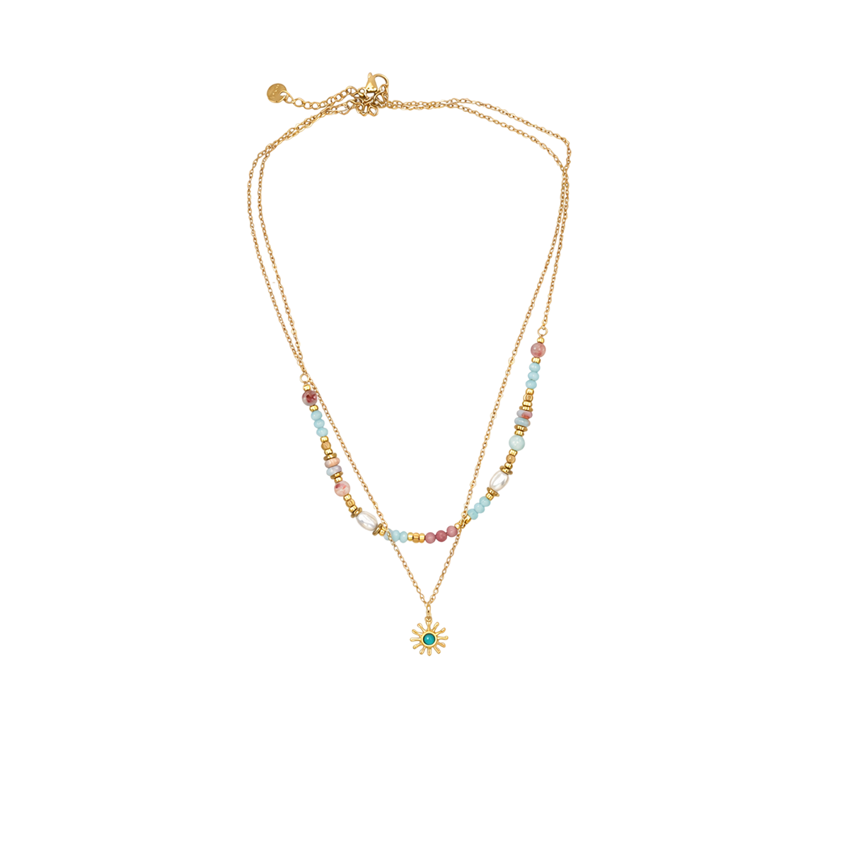 Collar sol acero doble cadena multicolor