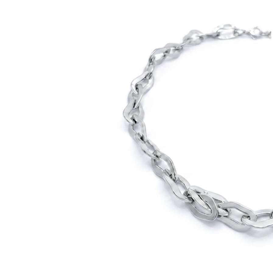 Collar shine eslabones alargados acero - collar en acero con baño de oro de Amazing Joyas