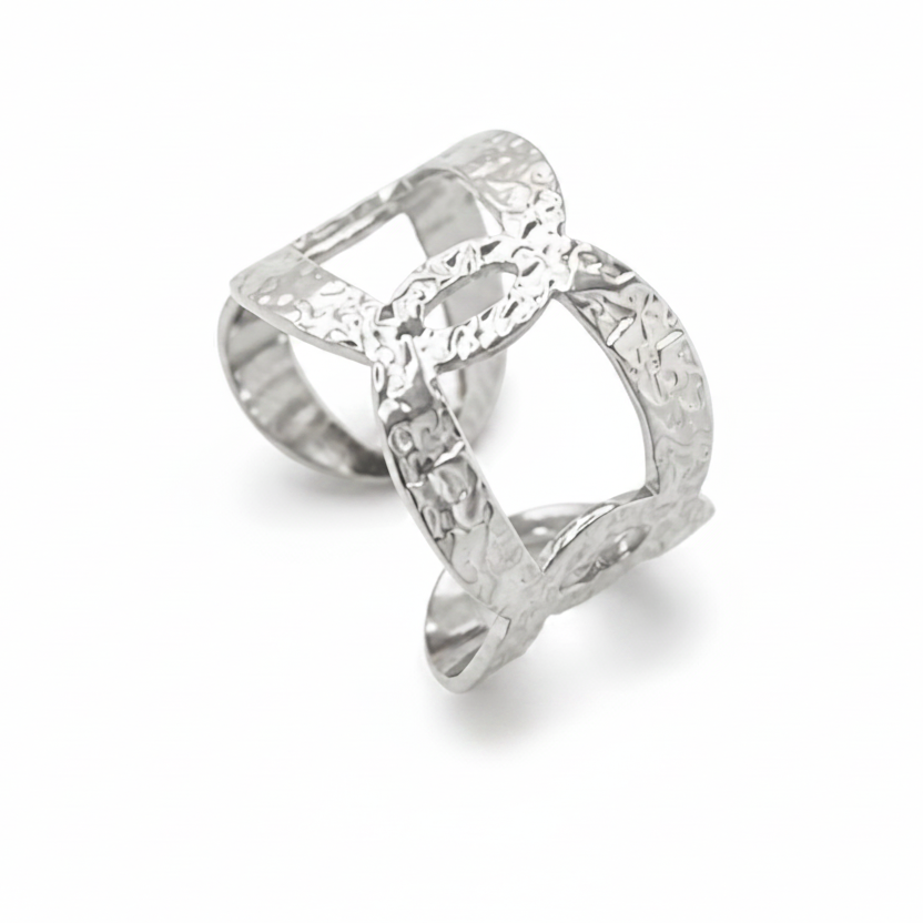Anillo óvalos martelé