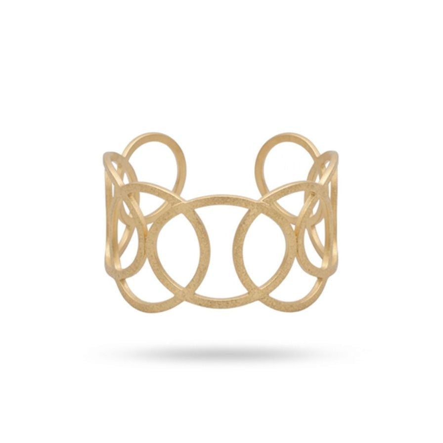 Brazalete aros ancho - brazalete en latón con baño de oro de Amazing Joyas
