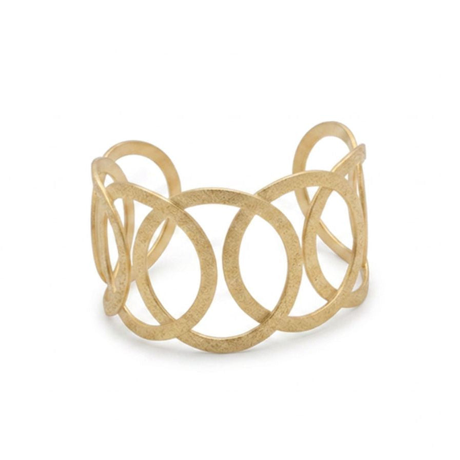Brazalete aros ancho - brazalete en latón con baño de oro de Amazing Joyas