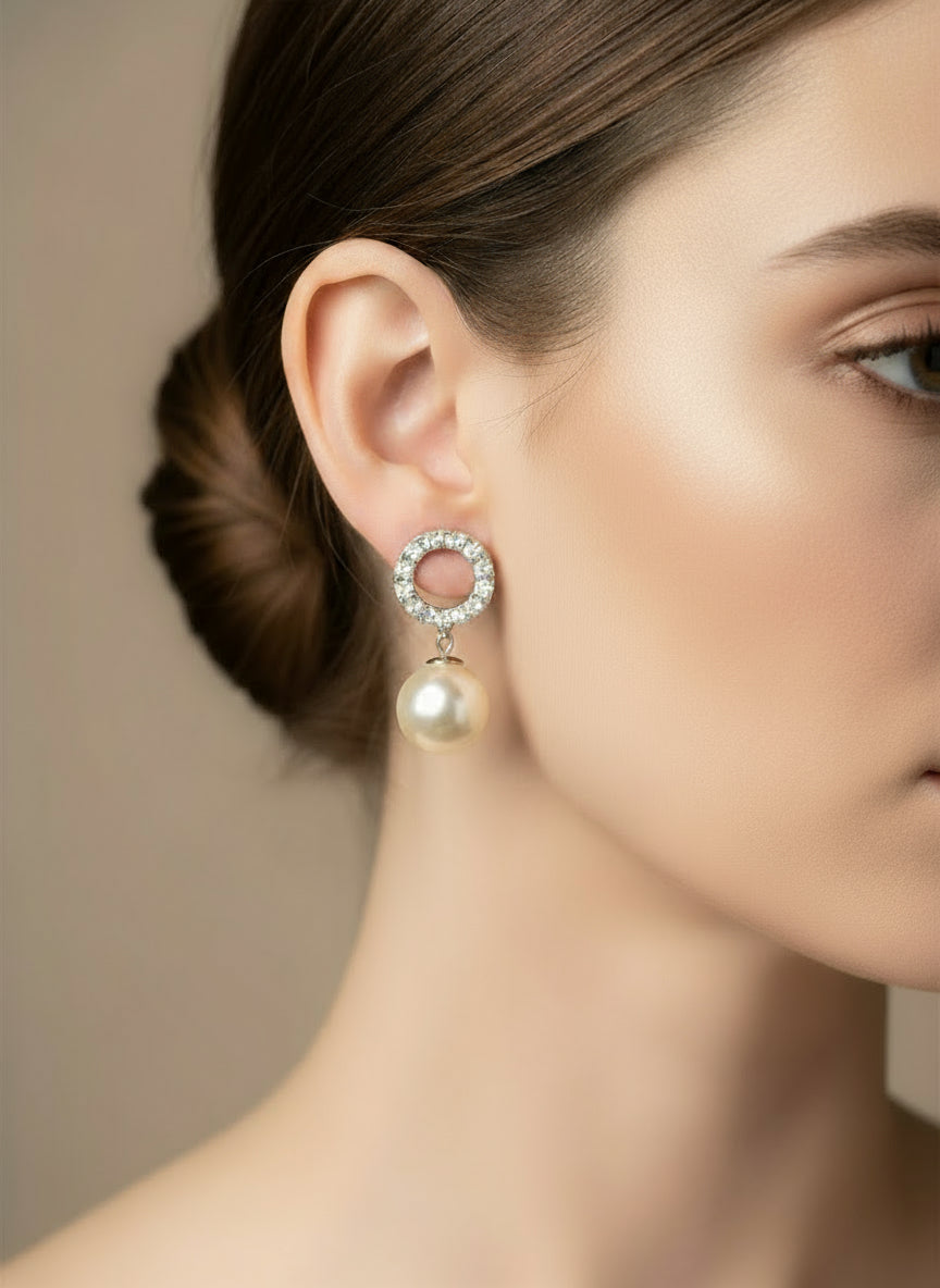 Pearl hoop earrings.