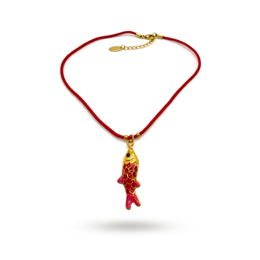 Collar pececillo - collar en acero con baño de oro y esmalte de Amazing Joyas