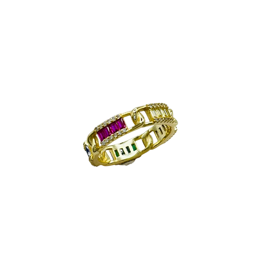 Anillo goldie con circos de color